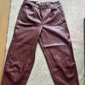 Anthropologie Pilcro Burgundy Faux Leather Crop Pants - Size 30